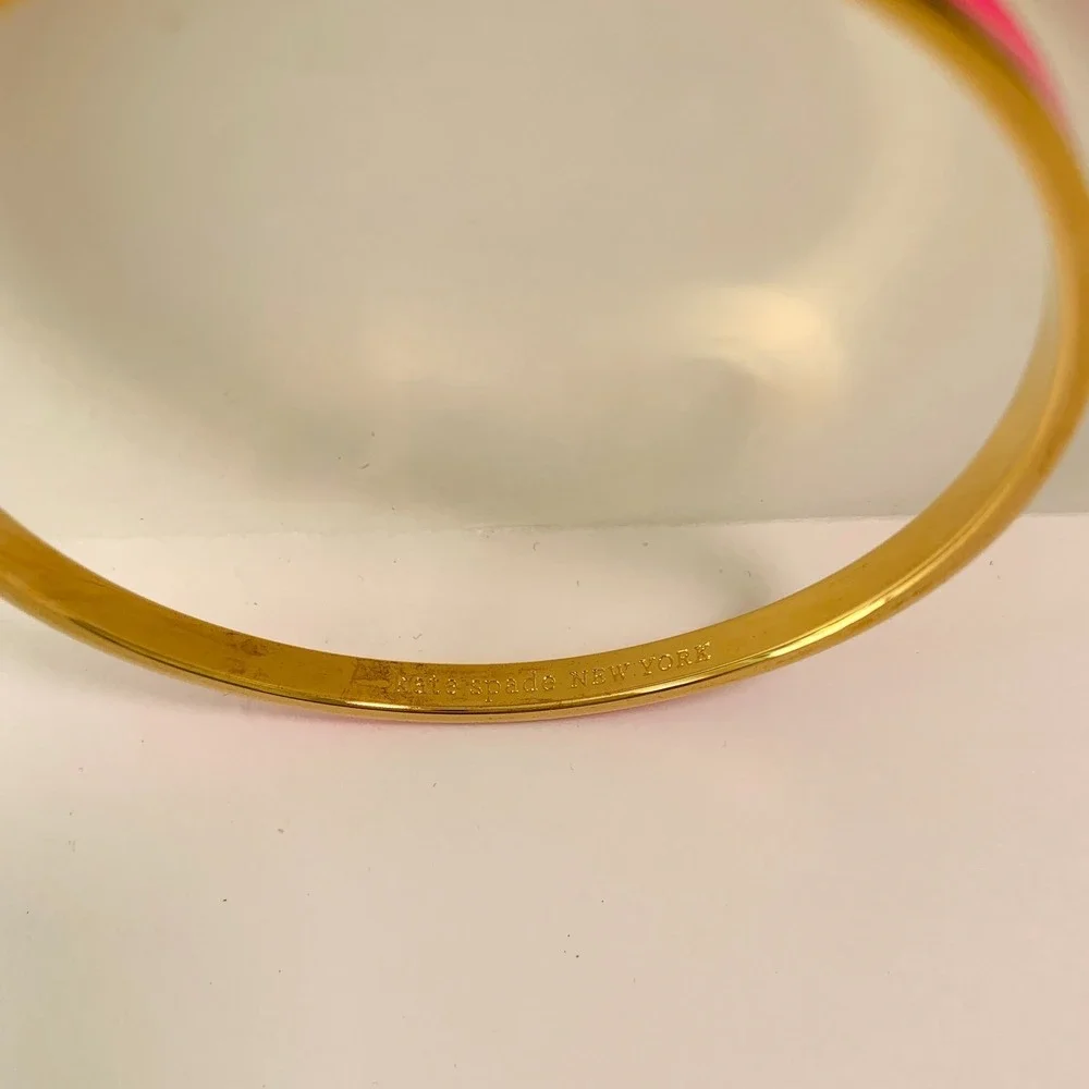 Kate Spade "Hot to Trot" Pink Gold Skinny Bangle Bracelet Idiom - Picture 8 of 13